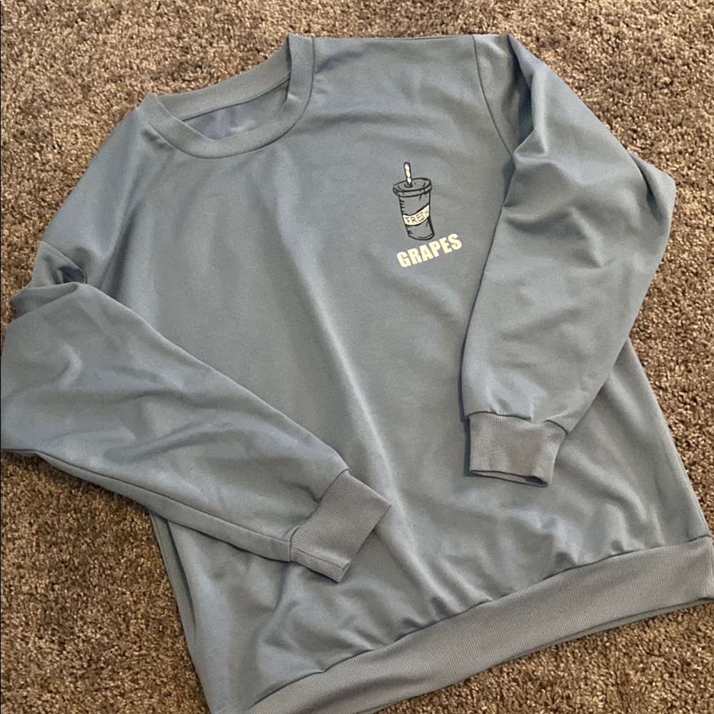 SHEIN Blue/Gray Crewneck with Graphic